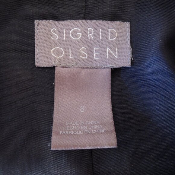 Sigrid Olsen Black & Orange Linen Blend Floral Jacket 8 - Picture 8 of 9